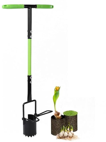 CHANGLKJ Transplanteuse De Bulbes De Jardinage, Outil De Plantation De Bulbes À Long Manche, Planteuse De Bulbes À Long Manche avec Base Dentelée Et Pédale, Pas Besoin De Mains Et Matériel Durable