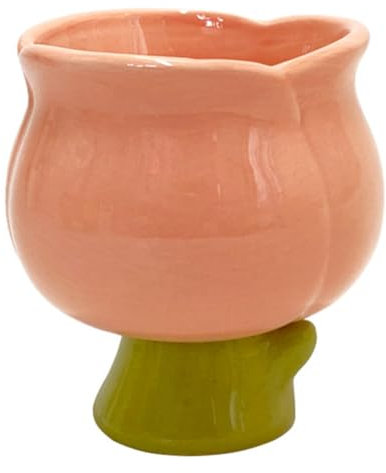 BEBEMOKO Taza De Cerámica Forma De Tulipán Diseño Artístico Para Helados Postres Portacandelas Decorativo