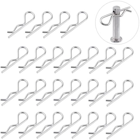 YEDJFFIYO 25PCS Stainless Steel R Clips, Cotter Pins Assortment Kit, Split Pins, Retaining Spring Hitch Cotter Pins, Heavy Duty Fastening Pins for Trucks, Tractors, Lawn, Mowers, Cars, Campers