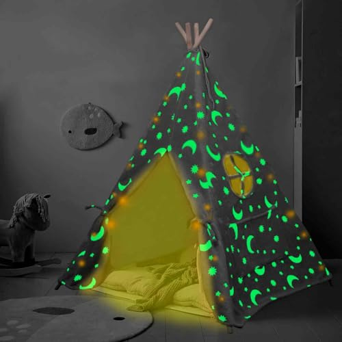 ZAIXIA Tipi Zelt für Kinder, Tragbares Tipi Spielzelt,Drinnen Tipi Kinderzelt