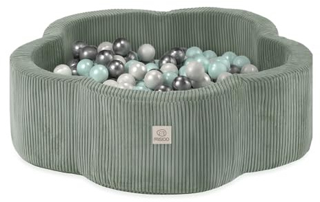 MISIOO Bollbad för barn 95 x 30 cm – 300 bollar (6 cm) – Babyleksak från 1 år – perfekt för småbarn och kul