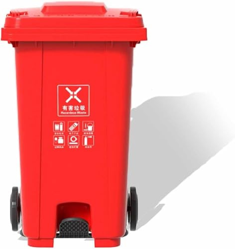 UCKYSU Contenedor Basura Cocina Exterior Ruedas Tapa For Uso Comercial Con Eliminación Manos Libres Fácil Usar(Red,120L)