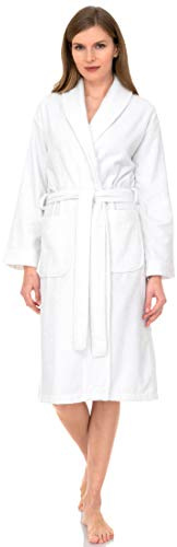TowelSelections Womens Robe 100% Cotton Terry Cloth Towel Bathrobe Luxuriously Soft Shawl Collar Bath Robe for Women 2X-3X White