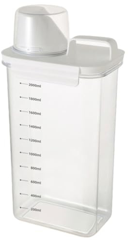 ​​Washing Powder Storage Container, 2300ml Transparent Airtight Laundry Detergent Dispenser with Measuring Cup Reusable Solid Liquid Storage Box for Fabric Softener Scent Booster Flour Pet Food & More