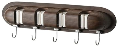 Qectial Colgador para Trapeador Y Escoba, Antideslizante, Multiusos para Colgar en La Pared, Trapeador Y Organizador para El Hogar, Lavandería, Baño, Grano de Madera