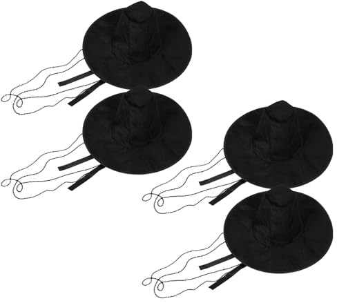 BAZEITFLOW 4 st flanell koreansk etnisk hatt med pärlor nackrem för halloween jul cosplay fest traditionell platt topp kostym huvudbonad tillbehör