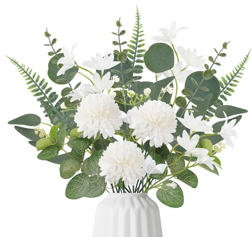 63 Piezas Ramos de Flores Artificiales Hojas y Flores Eucalipto Hortensia