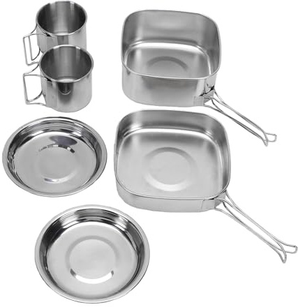 AMONIDA Práctico Juego de Utensilios de Cocina para Acampar de 6 Piezas con Bolsa de Almacenamiento para Actividades Familiares Al Aire (CW 304 Juego de lonchera de 6 Piezas)