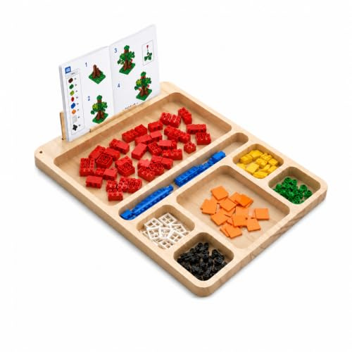 Plateau de Tri en Bois pour Briques Lego, Plateau de Tri à 7 Compartiments | avec Support pour Notice, Poste de Montage Portable, pour Briques LEGO et Projets DIY