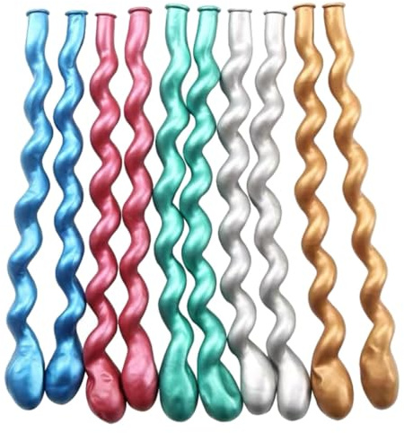 Artibetter Globos de Látex Largos Fáciles de Inflar y Material Natural en Espiral y Diseño 50 Fáciles de Inflar Diseño Color Aleatorio para de Fiesta y Cumpleaños