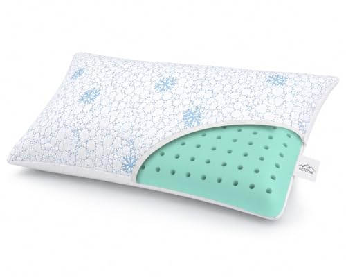hERZtal Ice Comfort Nackenstützkissen 40x80 cm – Kühlendes Memory Foam Kopfkissen, Ergonomisches Orthopädisches Schlafkissen, Ice Cooling Bezug, Belüfteter Visco-Schaum, 12 cm Höhe, Made in Germany