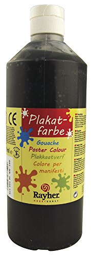 Rayher 38566576 Plakatfarbe, Flasche 500 ml, schwarz