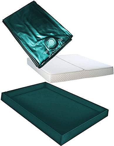 Hardside Wasserbetten Wasserkern Wasserbettmatratze Wasserbett Matratze Mono UNO + Sicherheitswanne Auslaufwanne Wanne Standup Liner + Bezug Auflage Rundumbezug (183 x 213 cm F0 (Kingsize))
