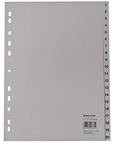 Soennecken Register 1617 DIN A4 1-20 volle Höhe PP grau