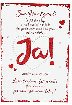 Depesche 3003.048 Glückwunsch-Karte zur Hochzeit, elegante Hochzeitskarte mit passendem Spruch, ohne Innentext, inkl. Umschlag, 17,5 x 12,5 cm