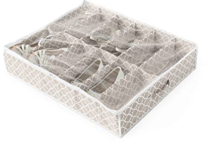 Compactor Custodia salvaspazio sottoletto per Scarpe, Antipolvere, Taupe Madison, Polipropilene e Eva, 76 x 60 x H. 15 cm, RAN7469