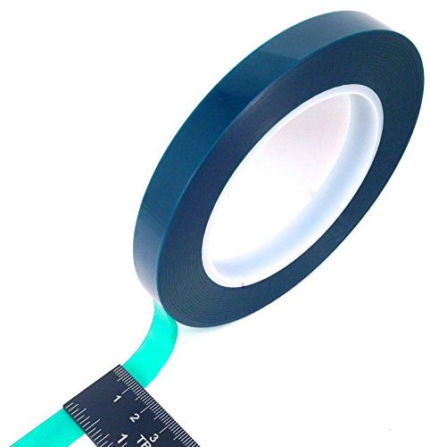 1/2 Wide High Temp Masking Tape for Powder Coating, Custom Painting, Hydrodip, Sublimation - Green Polyester Silicone Adhesive