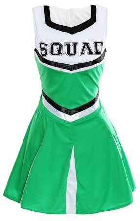 Damen GRÜN HOCHSCHUL Cheerleader Fancy Kleid KOSTÜM Frauen Cheer Captain American Cheer Leader UNIFORM (Medium)