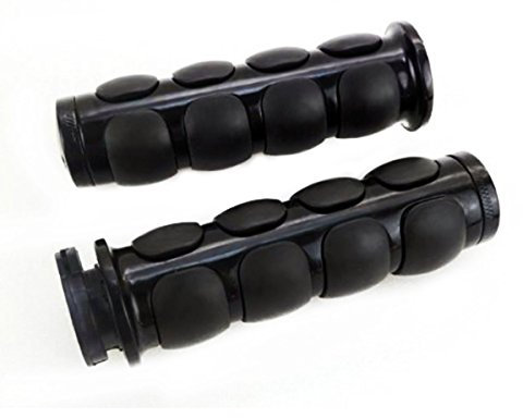Anzene Motorrad Chrom Gummi Griff Griffe 1 Lenkergriffe passt Cruisers Suzuki Kawasaki (Schwarz)