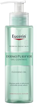 Eucerin DermoPurifyer Oil Control Gel Detergente Viso 400 ml, Detergente schiumogeno viso senza sapone efficace come struccante, Formula con Acido Salicilico e Anfotensidi per pelle grassa e acneica