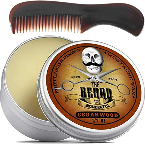 Bois de Cèdre Cire à Moustache (15ml Conserve) et Mini Barbe et Tache Peigne Money Saving Ensemble avec Gratuit Ultimate Guide To Barbes Ebook