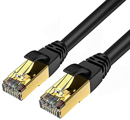 Veetop Câble Ethernet Cat 8, RJ45 1m 2 piéces Cable Réseau, Cat8 40Gbps 2000MHz Gigabit S/FTP Câble Internet Lan pour PS5, Routeur, Téléviseurs, Xbox, Plus Rapide que Cat 6/Cat 7