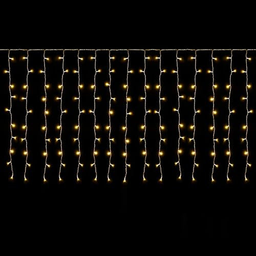 SALCAR 6m x 1m LED Tenda con Catena di Luci, Catena luminosa 300 Leds 9 modalità impermeabile decorazione per Decorazioni Natale - Bianco Caldo