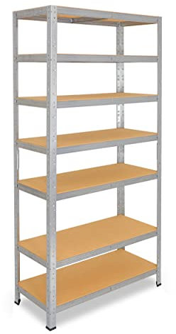 shelfplaza® 200x80x30cm HOME Schwerlastregal verzinkt/Metallregal mit 7 Böden/Kellerregal Metall, Garagenregal, Werkstattregal oder Regal Lagerregal/Steckregal Metall mit 125kg Tragkraft