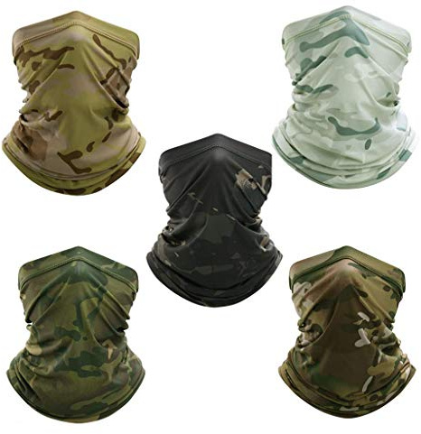 freesiom Lot de 5 Cache Cou Col Visage Couvre-Chef Bandana Tube Homme Femme Cagoule Tour de Cou Sport Moto Velo Protection Vintage Cadeau Pas Cher