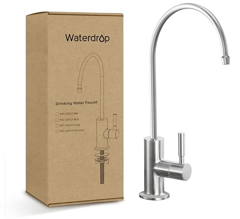 Waterdrop G2FCT-BN Drinking Water Faucet, Reverse Osmosis Faucet, Water Filter Faucet for Kitchen Bar Sink, Single Handle, Easy to Install, Lead-Free, Stainless Steel, Brushed