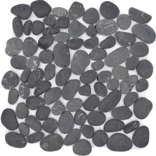 ciottoli di fiume ciottoli di pietra pietra naturale grigio antracite ad arco MOS30-0208_f - 10 fogli