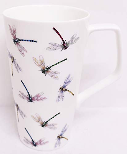 Dragonflies Mug Fine Bone China Large Multi Colour Dragonfly Jumbo 1 Pint Latte Coffee Tea Cup Hand Decorated UK