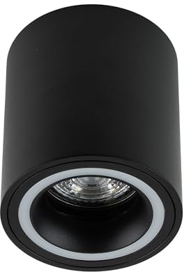 EDO Moderne Deckenanbauleuchte HALIS OV, Deckenlampe LED, Schwarz Rund Ring Deckenlampe Wohnzimmer, GU10 Fassung Deckenstrahler, LED Deckenleuchte EDO777331