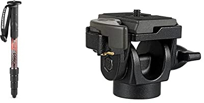 Manfrotto Element MII MMELMIIA5RD, Lightweight 5-section Aluminium Travel Camera Monopod, Red & 234RC Monopod Tilt Head with Quick Release, Black
