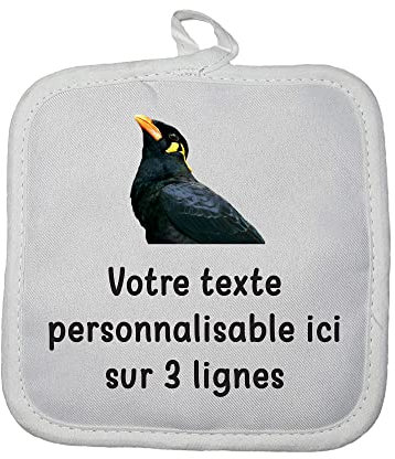 Manique Gant de Cuisine Pictogramme Mainate avec Texte Personnalisable
