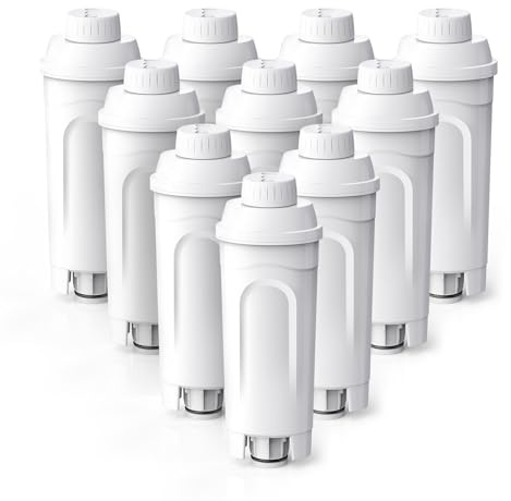 GLACIER FRESH 10x Filtros de Agua DLSC002 para Cafeteras DeLonghi | Repuesto Compatible con ECAM, ETAM, EPAM, ESAM, EC9335, EC680, EC685, EC860
