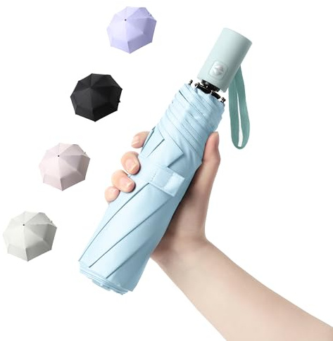 BAODINI Small UV Protection Travel Umbrella Compact for Rain and Sun UPF 50+ Windproof Portable 42 inch Umbrella for Women and Men