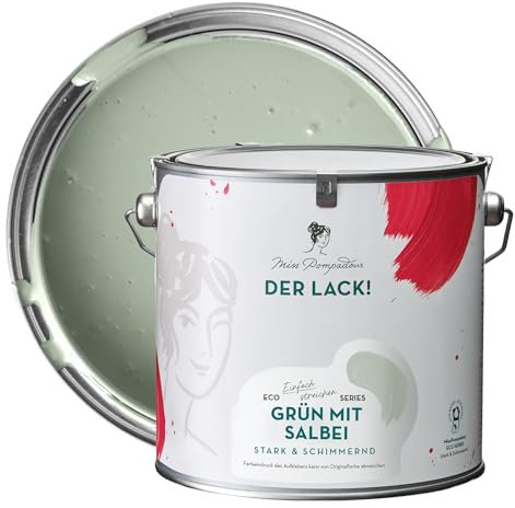 MissPompadour seidenmatte Holzfarbe Innen & Außen 2,5L Grün mit Salbei, Möbelfarbe ohne Schleifen - Farbe für Holz, Metall, Kunststoff - Holzlack, Möbellack schnelltrocknend mit hoher Deckkraft