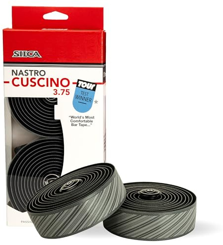 SILCA Cuscino landsvägscykelstyre | superklibbig tejp, extra tjock | 2,5 mm och 3,75 mm tjock | kit med extra tunt fjärilsklämma lock och legerade ändkåpor – grå