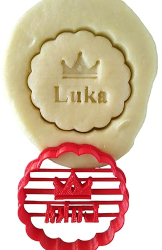 Tagliabiscotti a forma di corona del principe - Scanalato - Personalizzabile con il nome