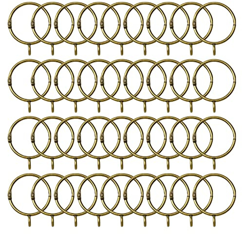 INCREWAY Curtain Rings, 36Pcs Sliding Eyelet Rings Metal Open and Close Drapery Rings Drape Sliding Curtain Pole Rings Hooks for Window Rods Shower Curtains, 1.5 Inch Inner Diameter, Bronze