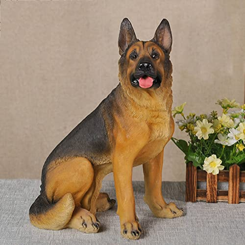 MFFIRE Garten Tier Dekoration, Realistische Hund Figur Deutscher Schäferhund Figur Harz Hund Skulptur Modell Lebensechte Tier Statue Home Decoration