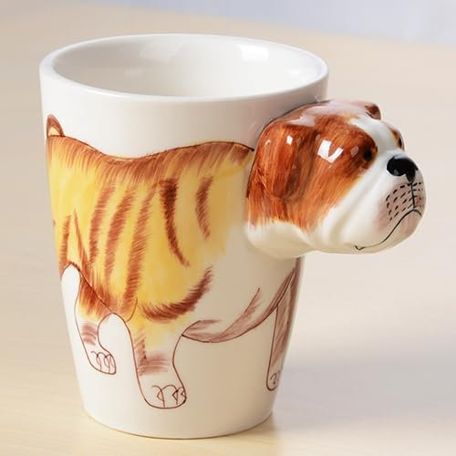 Arawat Perro Taza Grande 400 ml Divertido 3D Animal Taza Regalo Tetera de Cerámica Taza de Café de Porcelana Bulldog Taza Decorativa Taza de Café Té Regalo de Cumpleaños para Hombres Niño Amigo