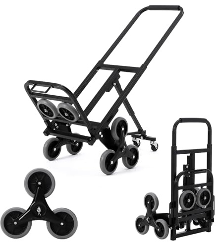 Stair Climbing Cart, 330 LB Climber Hand Truck with Adjustable Handle, Portable Folding Cart for Stairs, Stair Climbing Dolly Hand Carts with 10 Wheels for Shopping, Moving, Office Use
