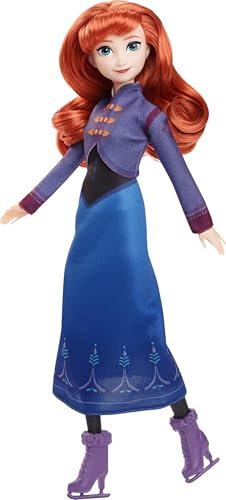 Mattel Disney Die Eiskönigin Anna-Modepuppe mit Zubehör, Eisläuferin-Look mit abnehmbarem Kleid und abnehmbaren Schlittschuhen, mit zusätzlichem Paar Schuhe. Inspiriert von Die Eiskönigin: Winterfest