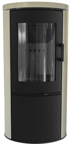 KRATKI Kaminofen AB Crema Black für den Innenbereich, freistehend, BImSchV 2-konform, 8 kW, thermische Effizienz, 78%, Stahl und Gusseisen, Schwarze Lagerkammer, 105 x 52 cm [Energieklasse A]