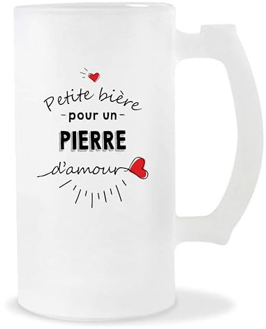 Planetee Chope Pierre Petite bière d'amour | Idée Verre à bière Pinte Cadeau Apéro Noël Secret Santa Famille Anniversaire Humour