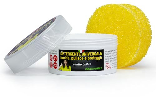 Detergente Universale -Pasta Pulente che Pulisce Sgrassa e Protegge consigliata per tutte le superfici .Elimina calcare dalla doccia,E' TUTTO BRILLA 2 SPUGNE INCLUSE (300 gr)
