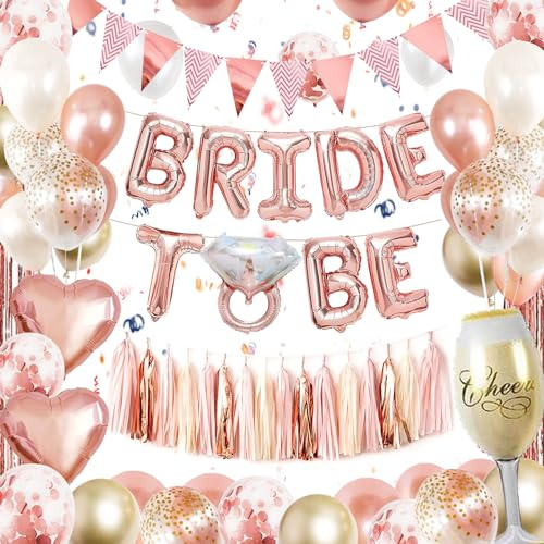 Bride to Be Deko, Dargds Jga Deko Frauen, Junggesellenabschied Frauen mit Roségold Konfetti Luftballons, Bride to Be Folienballon, Jga Accessoires für Bachelorette Party