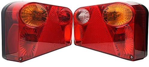 DARKGUARD 12V 6 Funktion Klassisch Glühbirne Lampe Garnitur Anhänger Beleuchtung für LKWs Auto, Rot Paar Hintere Anhänger Leuchte Rückleuchten, IP67 Wasserdicht ECE E11 CE-Geprüft